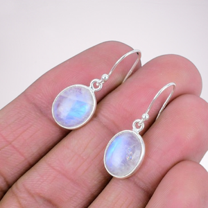 Boucles d'oreilles Spinner parfait femmes Dangle 925 bijoux en argent Sterling massif pierre de lune boucles d'oreilles en pierres précieuses cadeau donnant pour le feu bleu - Product Image 1