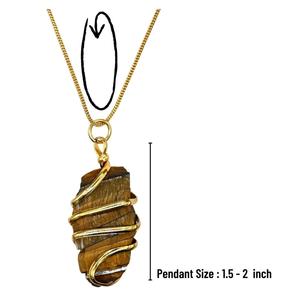 จี้พลอยตาเสือแบบห่อด้วยมือเครื่องประดับอัญมณีที่เป็นเอกลักษณ์จากจี้ตาเสืออินเดีย - Product Image 2