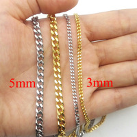 Collier maille cubaine Miami en acier inoxydable 3mm 5mm plaqué or 18K, chaîne à coupe diamant avec fermoir mousqueton, bijoux personnalisés en gros