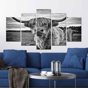Arte en lienzo de vaca de las Tierras Altas: foto de ganado escocés, estampado animal, lienzo enrollado 5Pmix - Product Image 1