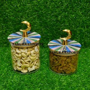 Gamme exclusive de pot de récipient de table décoratif Ramadan en résine nacre à la mode pour pot de stockage décoratif de table - Product Image 1
