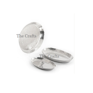 Ensemble de deux plateaux de service à salade martelés en aluminium de forme ronde chocolats snacks pour hôtel restaurant - Product Image 4