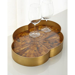 Plateau en corne de nouvelle forme unique avec base en métal pour un arrangement créatif de desserts idéal pour les rassemblements haut de gamme et les tables élégantes - Product Image 5