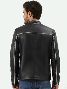 Chaqueta de motorista con cremallera de anilina de piel de oveja auténtica estilo callejero para hombre con forro de viscosa acolchado bolsillos de color lavanda - Product Image 5