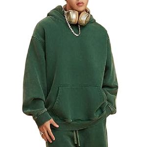 Sweat à capuche personnalisé surdimensionné pour homme en coton polaire vintage respirant Streetwear Acid Washed Hoodie - Product Image 1