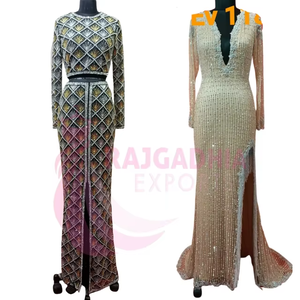 Robe de soirée verte entièrement ornée de perles, robe de mariée de fête, taille et couleur personnalisées, MOQ 5 pièces, robe élégante pour femmes - Product Image 4