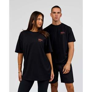Camiseta Oversize de Algodón FLX - Negra con Serigrafía Ultra Naranja - Product Image 2