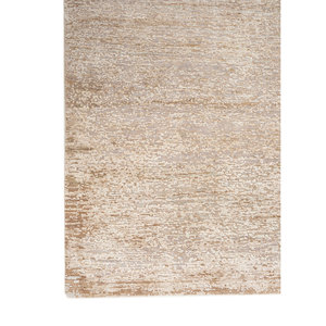 Alfombra de Lana y Seda Entropy Ivory Anudada a Mano AKWS-13063, Alfombra Abstracta para Sala de Estar, Alfombra Rectangular de Yute para Pasillo, Alfombra Tipo Rompecabezas para Adolescentes - Product Image 4