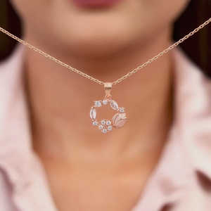 จี้สร้อยคอโรสโกลด์เครื่องประดับแบบคลาสสิกสุดอินเทรนด์ประกอบด้วยเพทายเพชรไข่มุกโรเดียมทองคำขาวฐาน - Product Image 4