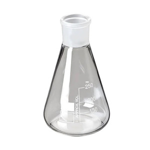 Matraz Cónico de Vidrio Borosilicato con Junta, es un Matraz en Forma de Cono con Fondo Redondo Plano y Cuello Cilíndrico. - Product Image 1
