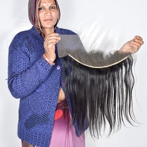 Extensiones de Cabello Humano Natural 100% Virgen, Color Negro, Tejido Frontal Indio 13*4 HD, Doble Trama a Máquina, Venta al por Mayor para Mujeres - Product Image 4