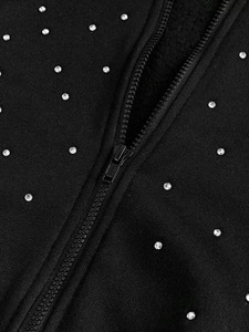 Crystal Detailed Rhinestone <b>Hoodie</b> Unisex <b>Fleece</b> Pullover 100% Cotton Winter Fashion Streetwear Bulk Wholesale Supply - Product Image 4