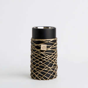 Quemador Bakhoor de madera negro hecho a mano con envoltura de hilo beige soporte de incienso árabe con taza de metal - Product Image 5