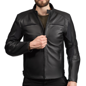 Classic Storm Black Soft Cowhide Leather Racing Motorbike Jacket removable CE-Certified <b>Protectors</b> Motorcycle Jacket For Men - Product Image 1
