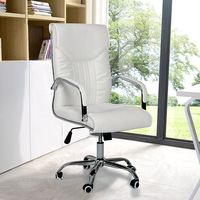 Chaise de bureau exécutive en cuir moderne et confortable, pivotante, ergonomique, réglable, pour ordinateur, pour manager, PDG, avec base en acier, pour le bureau à domicile