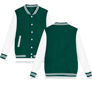 Chaqueta de béisbol universitaria de color sólido unisex con logotipo personalizado estilo bordado informal al por mayor OEM para ropa de Primavera de hombre - Product Image 1