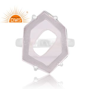 แหวนควอตซ์คริสตัลธรรมชาติเงินสเตอร์ลิงออกซิไดซ์แหวนวางซ้อนกันได้เครื่องประดับที่กำหนดเองสำหรับผู้หญิงของขวัญสำหรับเธอ - Product Image 2