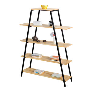 Minimalist A-Frame Iron <b>Shelf</b> 5-Tier with Rubber Wood Space Saving KKS001 - Product Image 1