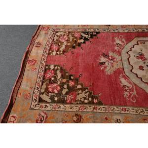 Tapis Vintage en Laine Turque Classique Rouge Marron 5.2 X 8.2ft Large Surface Rectangle Patchwork Design Support en Latex pour Entrée Couloir - Product Image 4