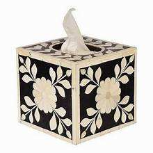 Caja de pañuelos con incrustaciones de hueso de forma Rectangular de alta calidad, suministros para el hogar y el hotel hechos de papel por artesanía de media luna - Product Image 3