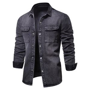 Chaqueta vaquera de algodón 100% de alta calidad para hombre, informal, de Color sólido, acabado desgastado, con bolsillo de Primavera de estilo fino, aspecto elegante - Product Image 2
