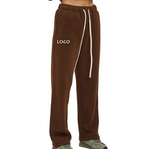 Pantalons et pantalons personnalisés pour hommes de haute qualité 350g tube droit épais décontracté couleur unie style sport ample avec plus polaire - Product Image 6