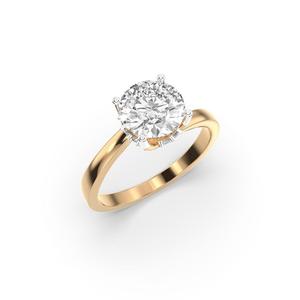 Bague solitaire ronde en diamant de laboratoire sertie de 4 griffes en or jaune pour elle - Product Image 1