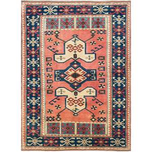 Tapis en laine noués à la main Nuray, motif géométrique abstrait, 9x12, pour couloir, salon, chambre, coloris rouge-orange - Pae-917 - Product Image 1