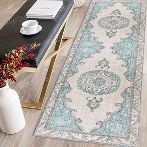 Printed <b>Rug</b>: Blue and Gray <b>Rug</b>, Turkish Design <b>Rugs</b>,Nonwoven Thin <b>Rug</b> - Product Image 5