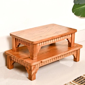Juego de 2 Soportes de Madera de Acacia Pura Antiguos - Product Image 3