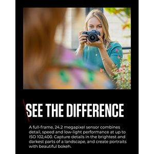 Appareil photo hybride plein format 24,2 MP avec autofocus CMOS Dual Pixel II, vidéo 4K 60p, prise de vue en rafale 40 images par seconde, écran tactile, Wi-Fi, USB-C - Product Image 2