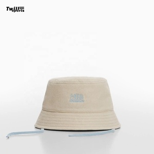 Twillsports RY-4738 100% Cotton Unisex Casual Bucket Hat Custom Embroidered Logo <b>Black</b> Beech <b>String</b> Daily Use Summer Cartoon - Product Image 1