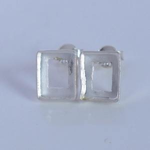 High Quality 925 <b>Sterling</b> <b>Silver</b> Rectangle <b>Stud</b> <b>Earring</b> Blank Setting 4x6 to 23x33mm Bezel Cup Collet Gemstone Jewelry Making - Product Image 3
