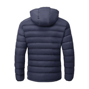 Veste matelassée pour homme à fermeture éclair classique, vente chaude, design court bleu avec col à capuche, taille plus, OEM ODM personnalisé pour l'hiver chaud - Product Image 3