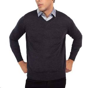 Factory Custom Male V Neck Knitted Sweater Jumper Pullover Plain Blank Solid Color Breathable Cotton <b>Long</b> Sleeve <b>Men</b> Sweaters - Product Image 3