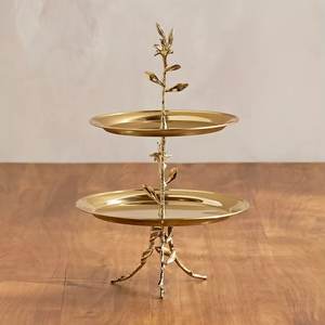 แท่นวางเค้กโลหะสำหรับโรงแรมและงานแต่งงานแท่นวางเค้กทำจากอะลูมิเนียมสีดำคุณภาพพรีเมียม2ชั้น - Product Image 5