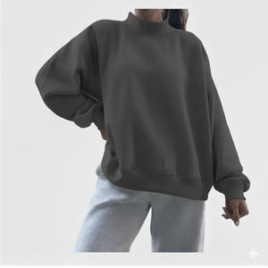 Custom Logo Winter <b>Long</b> <b>Women</b> Unisex Reversible Turtleneck High Quality Oversized Fleece Pullover <b>Sweatshirt</b> Top Manufacturer - Product Image 6