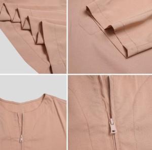 Cierre con cremallera Bloque de color Thobes Manga corta Hombres modernos O-cuello Thobes Formal Casual Hombres Traje islámico Thobe / Thawb - Product Image 5