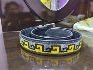 Cinturón de Cuero Africano con Cuentas Cosido a Mano, Cinturón de Vaquero Occidental con Cuentas, Estilo Tribal, Cinturón Étnico, Accesorios para Hombre - Product Image 4