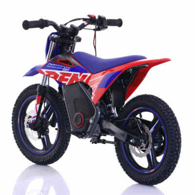 In Stock - Ready to Ship Warrior SXE 500 - Blue/Red 14" Wheels - KIDS Electric MX Bike