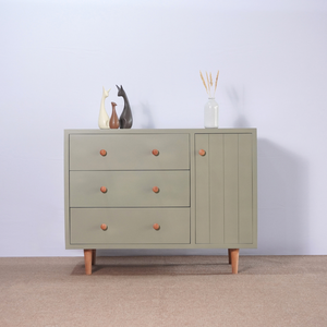 Armoire moderne pour enfants, meuble de chambre en bois coloré avec tiroirs pour chambre de bébé - Product Image 3
