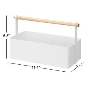 <b>Storage</b> <b>Basket</b> <b>Wood</b> Handle Organizer Iron <b>Wood</b> - Product Image 4