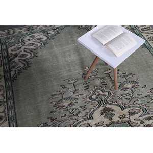 พรมวินเทจตุรกีขนาด 5.9x9.2 ฟุต พรมขนาดใหญ่ พรมขนสัตว์สีเขียว - Product Image 5