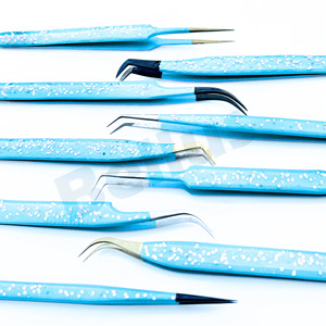 Premium Custom Eyelash Tweezers <b>Silver</b> Sparkle Finish Wholesale Stock Available High Quality Lash Tool in Custom Colors Branding - Product Image 3