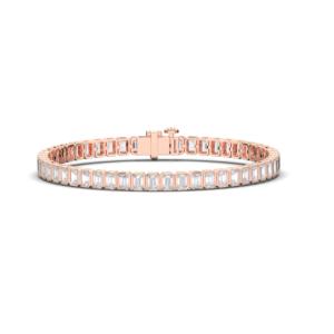 Pulsera de tenis con bisel de diamantes de moissanita de corte esmeralda de 6,62 quilates para mujer hecha en platino de quilates - Product Image 2