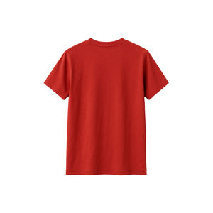 T-shirt pour homme à manches courtes en coton/polyester tricoté rouge uni 100% avec logo personnalisé sur le devant et possibilité de fabrication OEM/ODM - Product Image 2