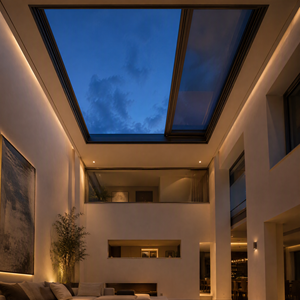 Puits <span class=keywords><strong>de</strong></span> lumière coulissant motorisé en aluminium avec panneau <span class=keywords><strong>de</strong></span> toit vitré pour villas contemporaines et salons - Product Image 1