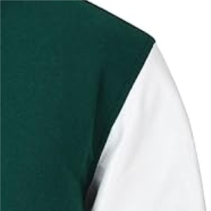 <b>Men</b> Classic Forest Green and <b>White</b> Varsity <b>Jacket</b> Authentic Athletic Letterman Bomber with Contrast Sleeves - Product Image 5