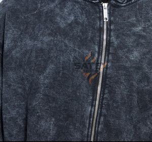 Sudadera con Capucha al por Mayor, Nueva, Personalizada, Gruesa, para Hombre, Talla Grande, Sin Cordones, Sin Bolsillos, Hombros Caídos, Cierre de Cremallera, 100% Algodón, Lavado Ácido - Product Image 4