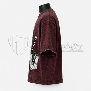 Camiseta Extra Grande para Hombre, Color Granate, Algodón, Estilo Urbano, Estampado Gráfico, Manga Corta, Cuello Redondo, Corte Jersey - Product Image 4